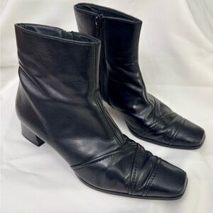 Chic Black Leather Ankle Boots